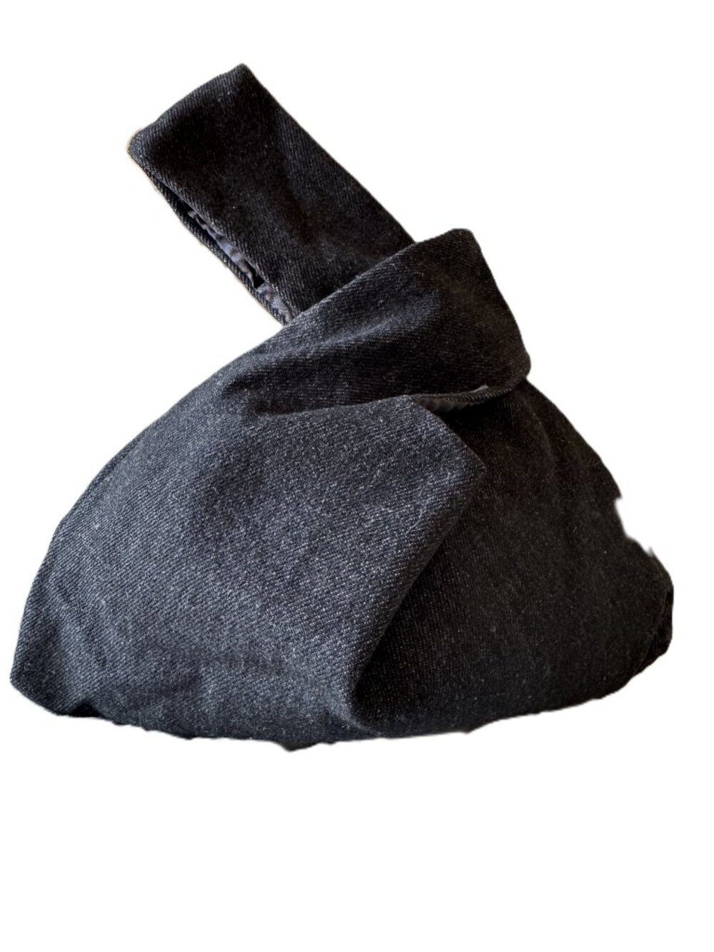 Nocturnal Japanese Black Denim/Satin Knot Bag